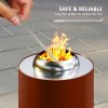 Outsunny Smokeless Fire Pit, 16 x 16 cm Stainless Steel Portable Wood Burning Firepit with Poker, Wood or Pellet Fuelled Tabletop Fire Pit for Garden Camping Bonfire Party, Red
