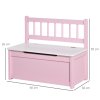 HOMCOM 2 In 1 Wooden Toy Box, Kids Seat Bench Storage Chest Cabinet Organiser w/ Safety Pneumatic Rod, 60 x 30 x 50cm - Pink