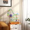 Pawhut 5 Tier Hamster Cage, Gerbil Cage with Tube Exercise Wheels, Tunnel, Water Bottle, Dishes, 58H x 46L x 30Wcm, Orange
