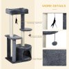 PawHut 100cm Cat Tree for Indoor Cats, Cat Tower Condo for Kittens with Cat House Sisal Scratching Posts, Hanging Ball Toys, Perches - Grey