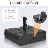 Outsunny Garden Parasol Base with Wood Effect, 30kg Water or 40kg Sand Filled, Heavy Duty HDPE Umbrella Stand with Double Knob, Fillable Parasol Stand for 32mm, 38mm, 48mm Poles, Black