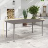 Outsunny Garden Table, Outdoor Dining Table for 6 People, 160 x 90 x 74 cm, with Rust Resistant Metal Frame, WPC Top, for Balcony, Terrace, Dark Grey