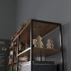 HOMCOM 5 Tier Bookcase, Industrial Book Shelf with 2 Drawers and Metal Frame, Bookshelf for Home Office, Study, Living Room, Brown