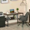 HOMCOM Computer Desk with Storage Shelf, 120 x 60cm Home Office Desk with Metal Frame, Study Table, Easy Assembly