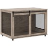 PawHut Dog Crate Furniture, Dog Cage End Table with Sliding Door, Pet Kennel for Extra Large Breeds, 118 x 75.5 x 82cm, Walnut Brown