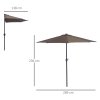 Outsunny 2.7m Garden Half Parasol, Outdoor Balcony Umbrella with 5 Steel Ribs, Patio Sun Shade, Brown