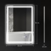 HOMCOM Bluetooth Bathroom Mirror with LED Lights, Illuminated Backlit Wall Mounted Vanity Mirror with 3 Colours Dimmable, Clock, Anti-Fog, Memory & Touch Switch, IP44