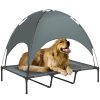 PawHut Raised Dog Bed Waterproof Elevated Pet Cot with Breathable Mesh UV Protection Canopy Grey, for XL Dogs, 122 x 92 x 108cm