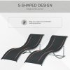 Outsunny Set of 2 S-shaped Foldable Lounge Chair Sun Lounger Reclining Outdoor Chair for Patio Beach Garden, Black
