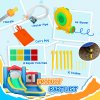 AIYAPLAY Bouncy Castle, Inflatable Bounce House with 550W Blower, Basketball Hoop, Long Slide, Dart Board, Carrying Bag, for Party, Park, Ages 3-8, 385 x 290 x 180 cm