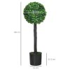 HOMCOM Set of 2 Decorative Artificial Plants Boxwood Ball Trees in Pot Fake Plants for Home Indoor Outdoor Decor, 60cm