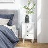 HOMCOM Bedside Table Set of 2, Bedside Cabinet with 3 Drawers, Modern Sofa Side Table, Nightstand for Bedroom, 40x30x64cm, White