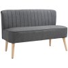 HOMCOM Modern Double Seat Sofa Loveseat Couch 2 Seater Compact Sofa Padded Linen Wood Leg 