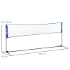 SPORTNOW 4m Badminton Net, Foldable Height Adjustable Outdoor Sports Net with Carry Bag, for Tennis, Badminton, Pickleball, Volleyball, Black and Blue