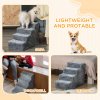 PawHut Dog Steps for Sofa, 4 Steps Dog Stairs, Pet Stairs, with Washable Plush Cover, for Small Breeds, Cats - Light Grey