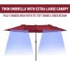 Outsunny 4.6m Large Garden Parasol Double-Sided Sun Umbrella Patio Market Canopy Shade Outdoor Wine Red - NO BASE