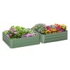 Outsunny Set of 2 291L Raised Garden Bed, Elevated Planter Box with Galvanised Steel Frame for Growing Flowers, Herbs, 100 x 100 x 30 cm, Green