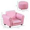 HOMCOM Children's Armchairs Toddler Chair Sofa Single Seater Childrens Armrest w/ Footstool - Pink