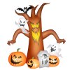 Outsunny 7.9FT Tall Halloween Inflatable Ghost Tree with Pumpkins, White Ghosts and Tombstone, Blow-Up Outdoor Halloween Decoration for Lawn, Garden, Party