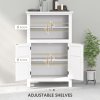 HOMCOM Modern Bathroom Storage Cabinet, Freestanding Bathroom Cabinet with Open Shelves, a Cupboard with Doors and Adjustable Shelves, White