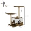 PawHut Cat Tree Tower for Indoor Cats Kitten House Scratching Posts with Condo Perch Interactive Mouse Toy, 45 x 33 x 70 cm, Brown