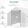 Outsunny 2 x 3(m) Walk-in Polytunnel Greenhouse with Wide Roll-up Door, 4 Mesh Windows, Tunnel Warm House Tent with UV-resistant PE Cover, White