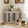 PawHut Dog Crate Furniture, Side Table Dog Kennel with Cushion, Large Door, for Medium Dogs - Walnut Brown