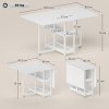 HOMCOM Industrial Folding Dining Table, Drop Leaf Table with Open Compartments for Small Spaces, Kitchen, Dining Room, White