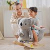 HOMCOM Kids Toddler Rocking Horse Plush Ride On Koala Rocker Wooden Base Seat Safety Belt w/ Gloved Doll Toy for 18-36 Months Grey