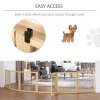 PawHut Freestanding Pet Gate, 6 Panel Foldable Playpen, Wooden Dog Gate with 2 Support Feet, for Stairs, Doorway - Natural Tone