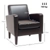 HOMCOM Modern Wingback Living Room Chair, Upholstered PU Leather Accent Armchair,  Single Sofa Chair with Lounge Seat and Wood Legs for Bedroom/Office/Reading Spaces, Brown