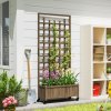 Outsunny Wooden Trellis Planter, Raised Beds for Garden with Wheels and Drainage Holes, Privacy Screen Planter Box to Grow Vegetables, Herbs and Flowers for Garden, Patio, Deck, Brown