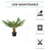 Outsunny 60cm/2FT Artificial Palm Tree Decorative Plant 8 Leaves with Nursery Pot, Fake Tropical Tree for Indoor Outdoor D??cor