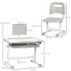 HOMCOM Kids Desk and Chair Set, Height Adjustable Study Desk with USB Lamp, Storage Drawer for Study, Grey and White