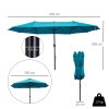 Outsunny 4.6m Garden Parasol Double-Sided Sun Umbrella Patio Market Canopy Shade Outdoor Blue - NO BASE