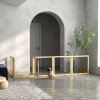 PawHut Freestanding Pet Gate, 8 Panels Dog Playpen, Foldable Dog Barrier with 2 Pcs Support Feet, for House, Doorway, Stairs, Small and Medium Dogs - Natural Wood