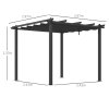 Outsunny 3 x 3(m) Pergola with Retractable Roof, Aluminium Frame Garden Gazebo Canopy Outdoor Sun Shade Shelter for Grill, Patio, Deck, Dark Grey