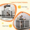 PawHut Dog Crate Furniture, Indoor Dog Kennel Side End Table with Soft Washable Cushion, Lockable Door, for Large Dogs