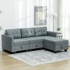 HOMCOM Convertible Modular Sectional Sofa with Storage, Tufted 3 Seater Sofa Set, L Shaped Couch with Ottoman, Wood Frame for Living Room, Dark Grey