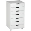 Vinsetto Vertical Filing Cabinet, 7-drawer File Cabinet, Mobile Office Cabinet on Wheels for Study, Home Office, White