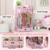 AIYAPLAY Kids Clothes Rail, Dress Up Rail with Top, Bottom Storage Shelves, for Bedroom, Kids Room, Nursery, 70 x 37 x 103cm, Hot Pink