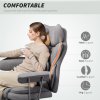 HOMCOM Executive Office Chair, Leathaire Reclining Computer Desk Chair with Lumbar Support Pillow, Built-in Headrest, High Back, Footrest, Silent Swivel Wheels, Armrest for Home, Grey
