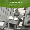 Outsunny Wood Patio Chair Bench 2 Seats with Centre Coffee Table, Garden Bench for Lounging and Relaxing Outdoors, Grey