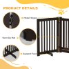 PawHut Freestanding Dog Gate, Foldable Pet Fence, Indoor Barrier, Stair Gate with Support Feet, 155 x 76 cm, Brown