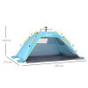 Outsunny 2 Man Pop-up Tent Beach Tent Sun Shelter w/ Windows Doors Hook Sandbags UV Protection Waterproof Outdoor Adventure Garden, Light Blue