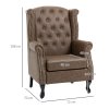 HOMCOM Wingback Armchair, PU Leather Fireside Chair, Button Tufted Accent Chair  for Living Room, Bedroom, Home Office