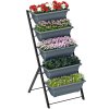 Outsunny 5-Tier Raised Garden Bed, Vertical Ladder Plant Stand with 5 Removable Boxes, Drainage Holes and Plugs, Indoor Outdoor Elevated Flower Herb Growing Box for Garden Patio Balcony, Grey