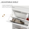 HOMCOM Shoe Cabinet with 4 Flip Drawers Wood Tipping Bucket Narrow Storage Cupboard with Adjustable Shelf Hall Organizer for Entrance Foyer White