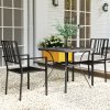 Outsunny Set of 2 Garden Chairs, Stackable Outdoor Chairs with Metal Slatted Seat & Backrest, for Yard, Garden, Black