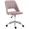 Vinsetto Mid Back Office Chair, Velvet Fabric Swivel Scallop Shape Computer Desk Chair for Home Study Bedroom, Pink
